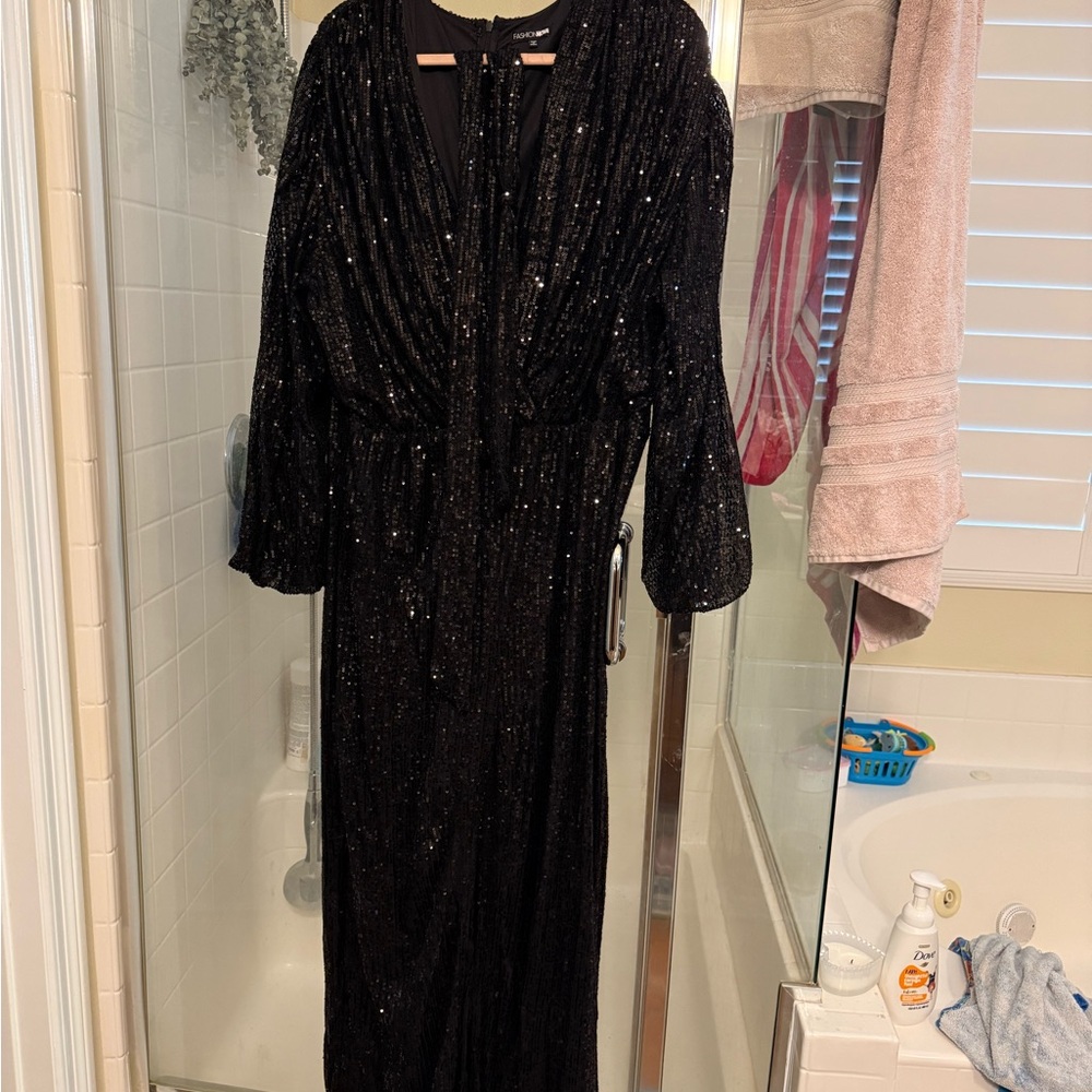 Elegant Black Sequin pant romper
